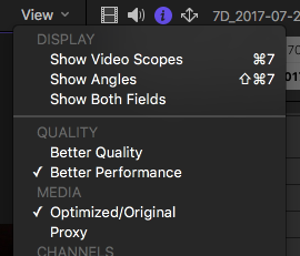 final cut pro x optimized media or proxy